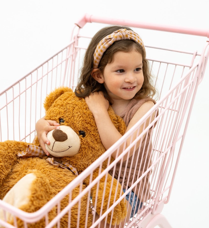 Bandolete Bunny em Vichy Caramelo e Cor-de-Rosa Velho