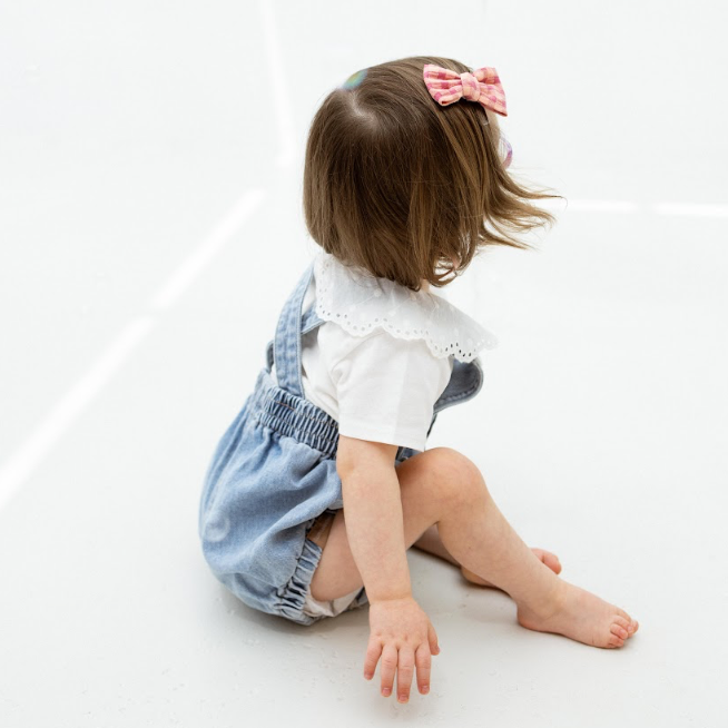 Laço Baby em Tecido em Vichy Cor-de-Rosa Salmão