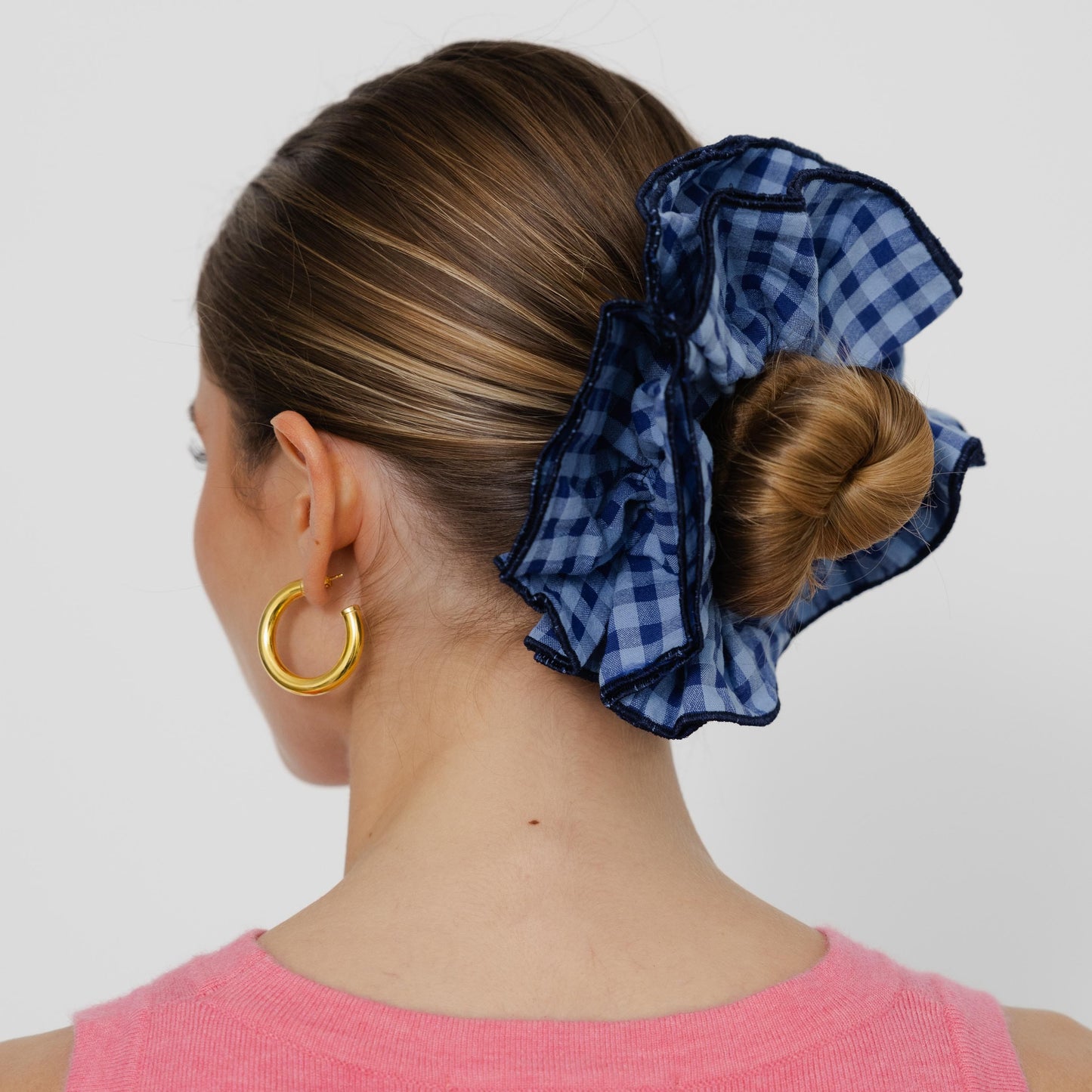 Scrunchie Camadas em Vichy Azul