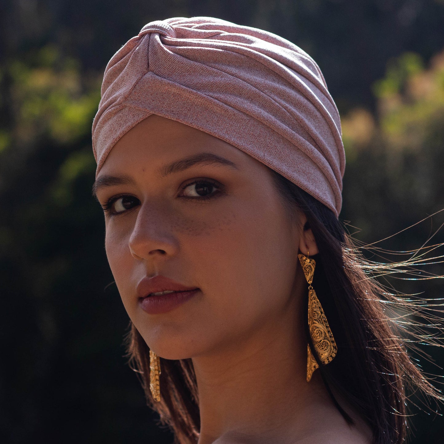 Turbante Malha em Cor-de-Rosa Brilho