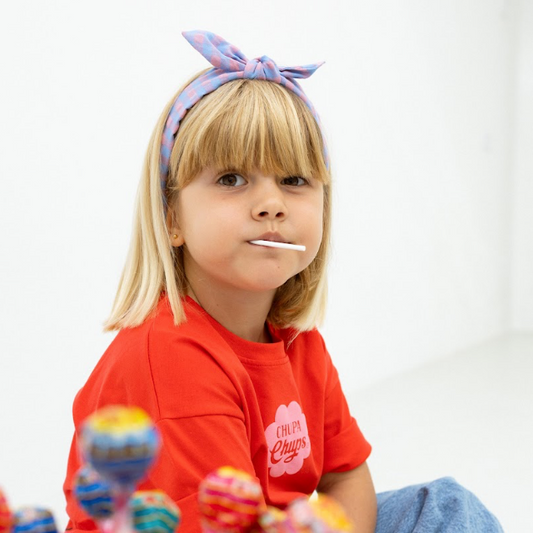 Bandolete Bunny em Vichy Azul e Cor-de-Rosa