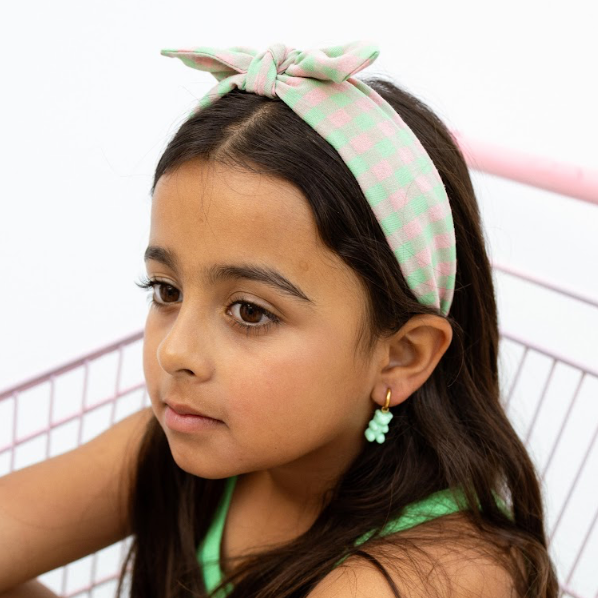 Bandolete Bunny em Vichy Verde e Cor-de-Rosa