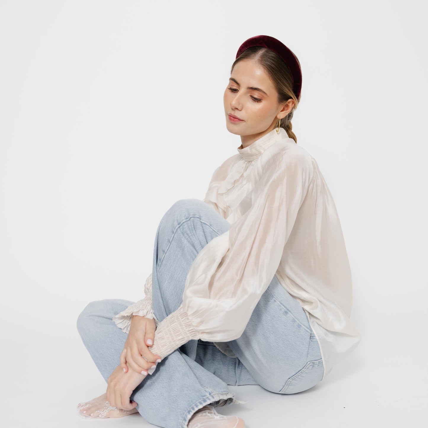 Bandolete Kate em Veludo Bordeaux