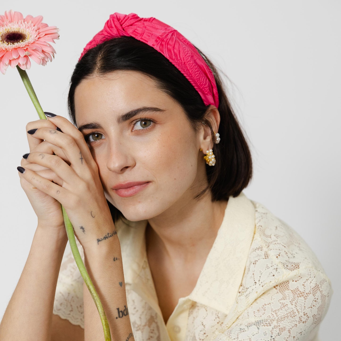 Bandolete Olívia Jacquard em Cor-de-Rosa Framboesa