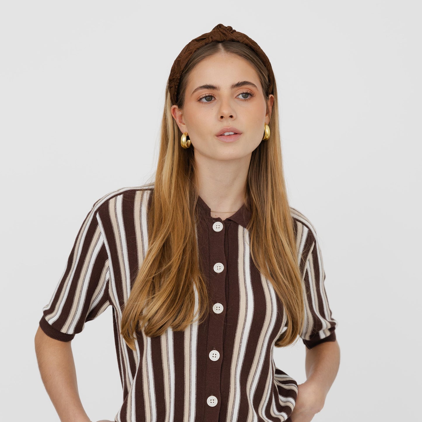 Bandolete Olivia Jacquard Castanho
