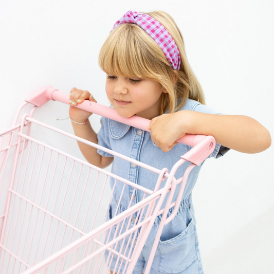Bandolete Olivia Kids em Vichy Lavanda e Cor-de-Rosa