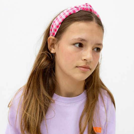 Bandolete Olivia Kids em Vichy Cor-de-Rosa Neon