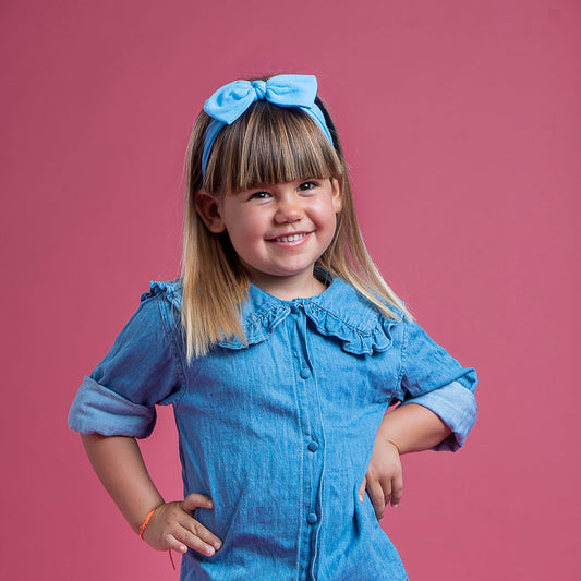 Fita Mary Bow em Azul Água