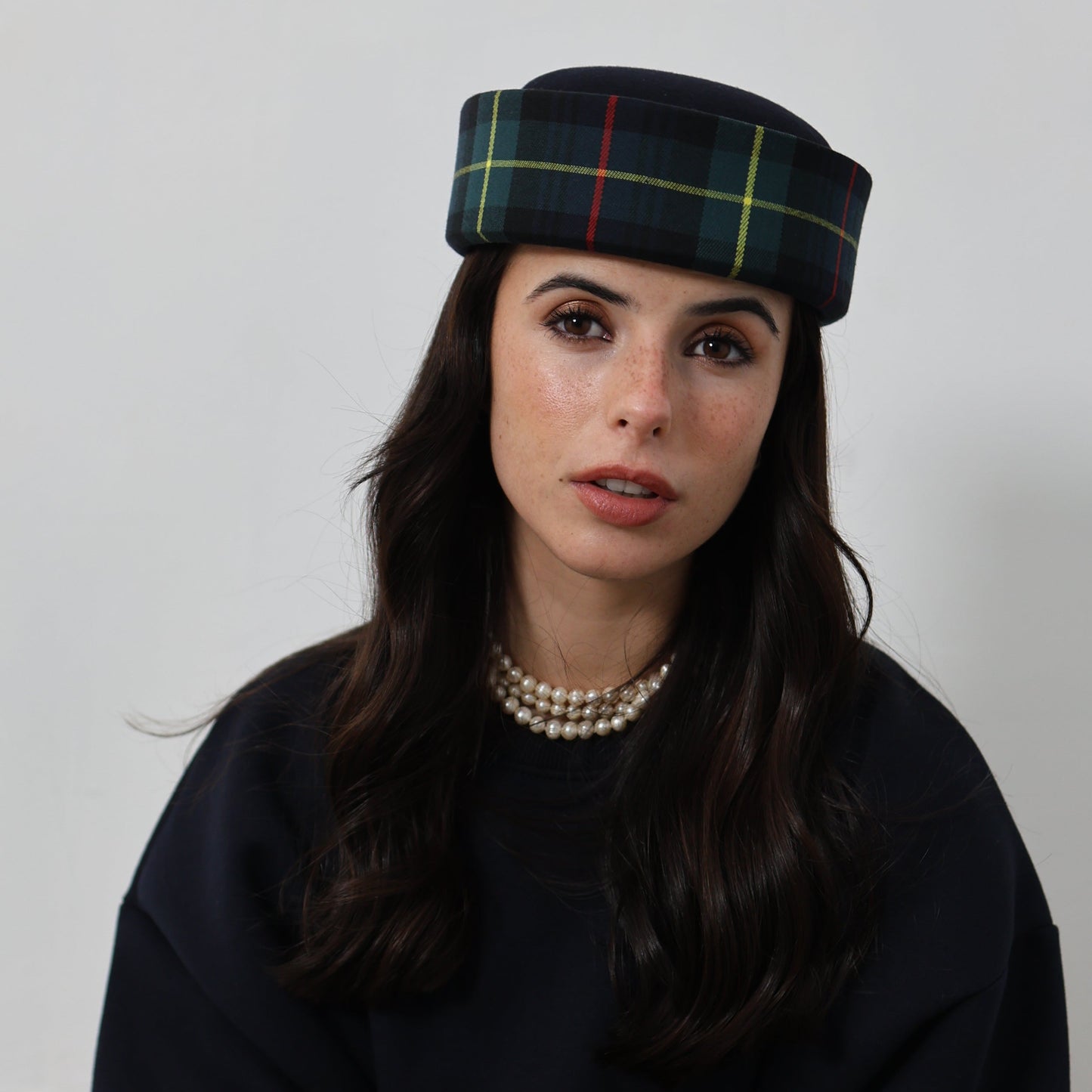 Jacqueline Hat Escocês Azul e Verde