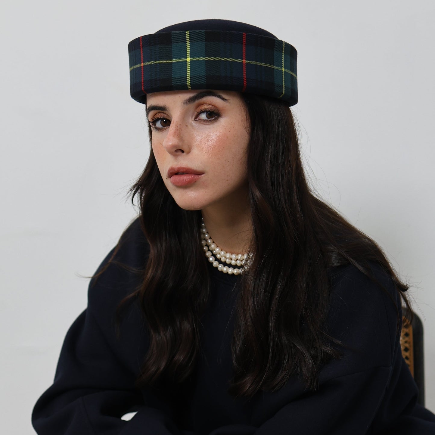 Jacqueline Hat Escocês Azul e Verde