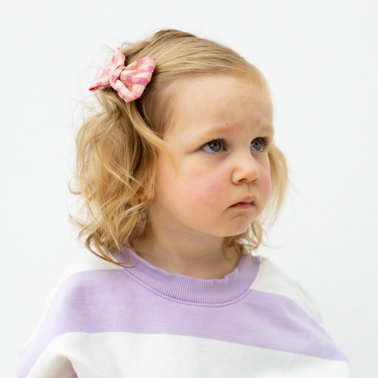 Laço Baby em Tecido em Vichy Cor-de-Rosa Salmão