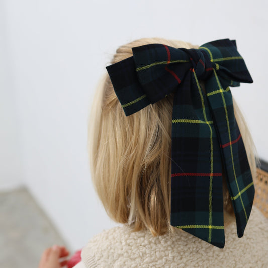 Laço Vitória Kids em Tartan Azul e Verde