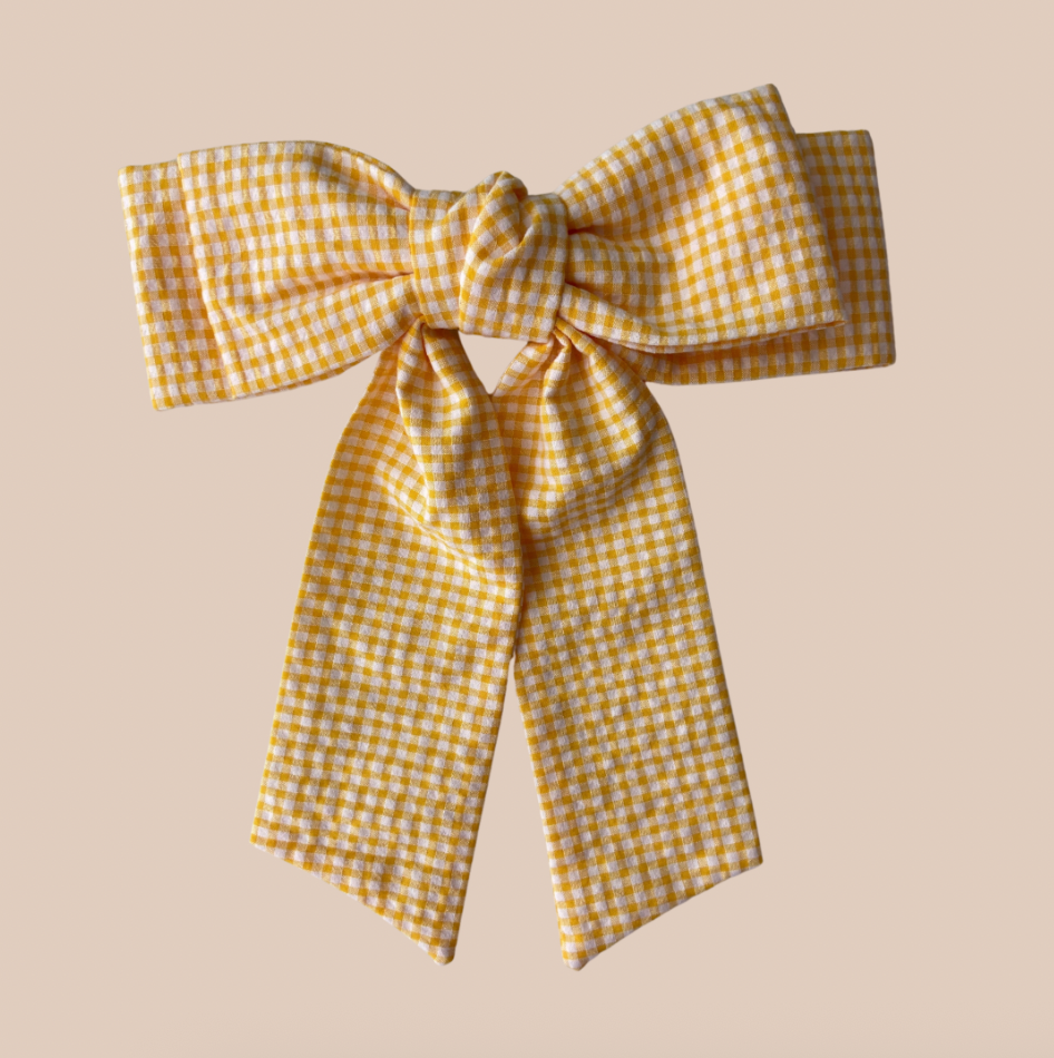 Laço Vitória em Gingham Amarelo