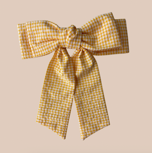 Laço Vitória em Gingham Amarelo