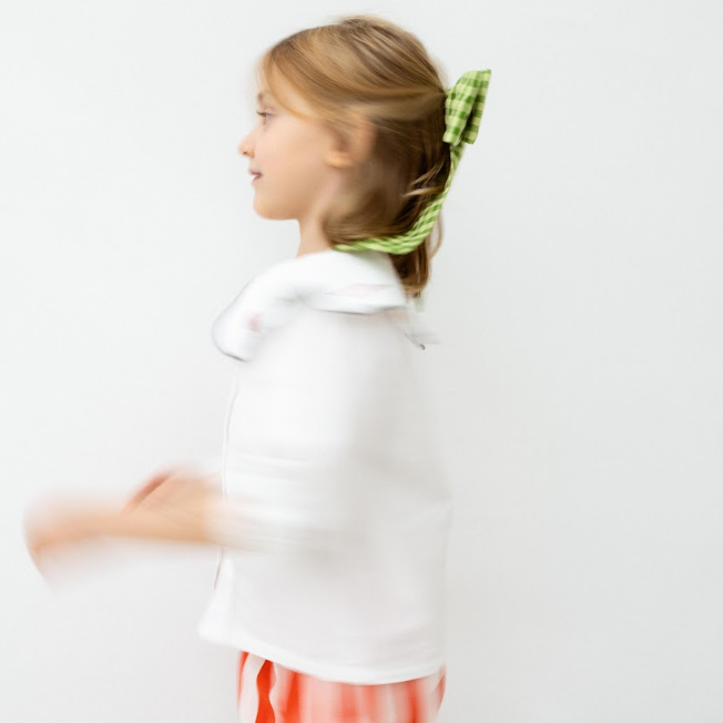 Laço Vitória Kids em Vichy Verde Matcha