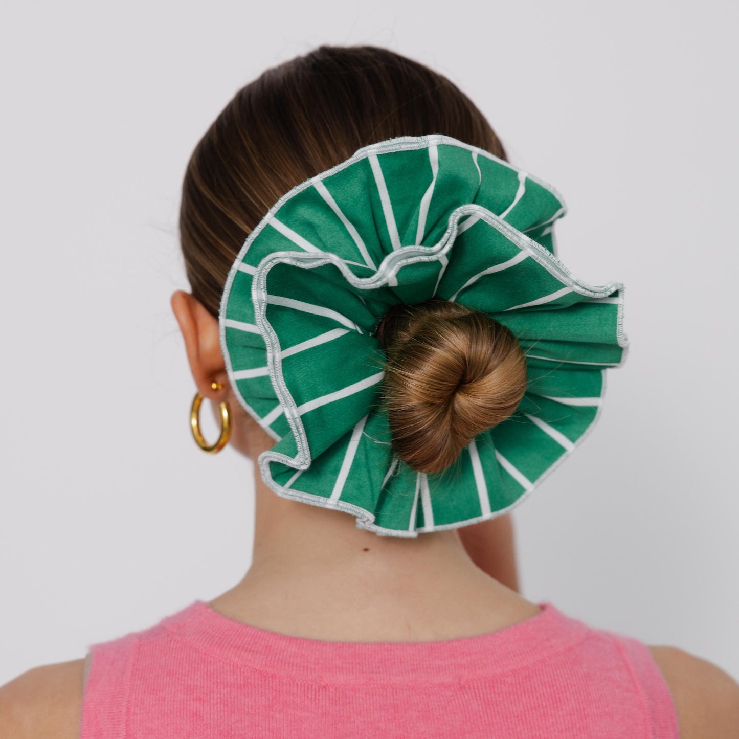 Scrunchie Camadas em Riscas Emeralda