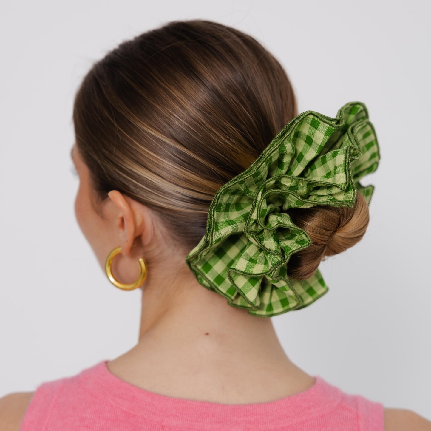 Scrunchie Camadas em Vichy Verde Matcha