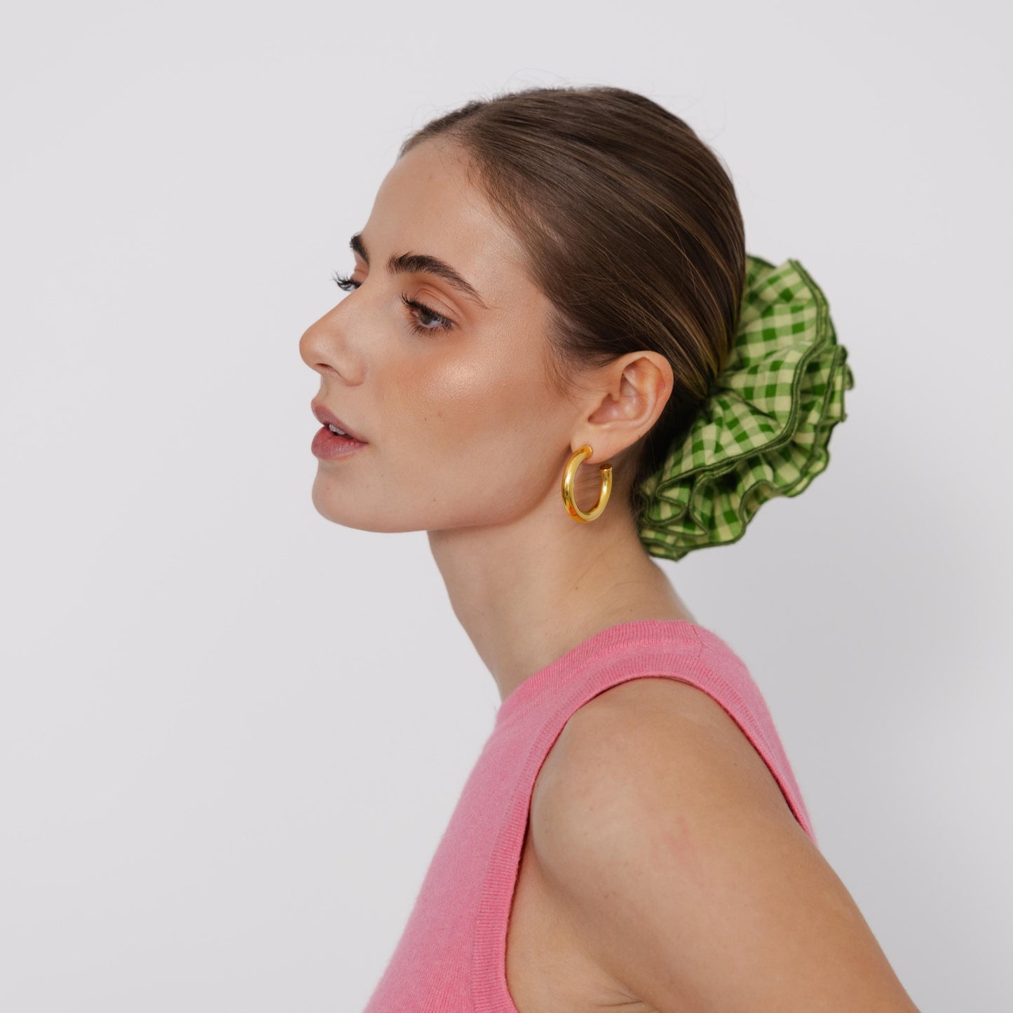 Scrunchie Camadas em Vichy Verde Matcha