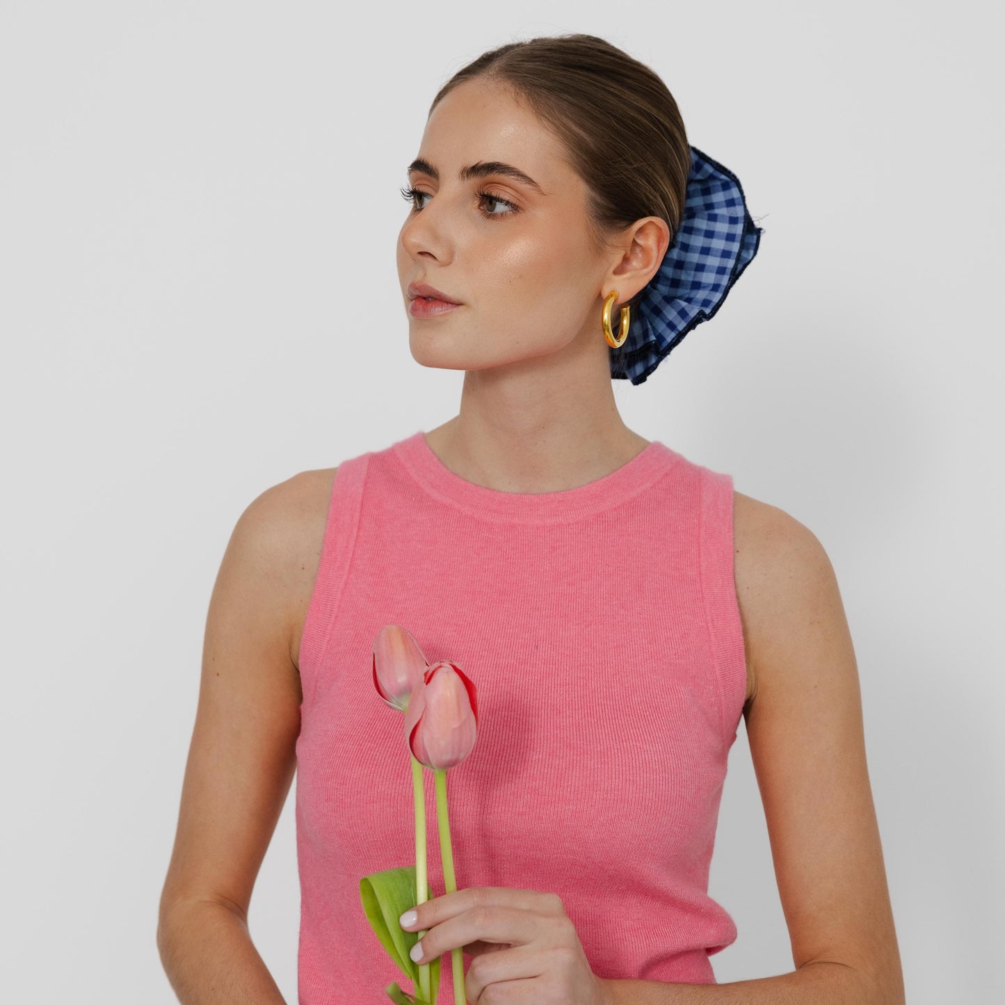 Scrunchie Camadas em Vichy Azul