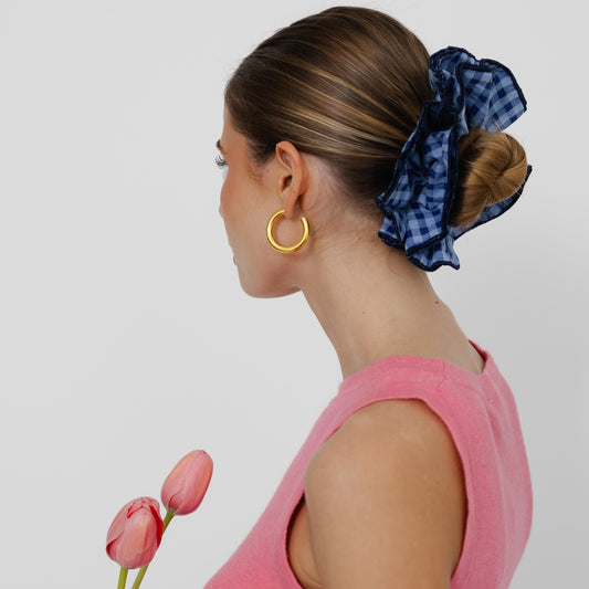 Scrunchie Camadas em Vichy Azul